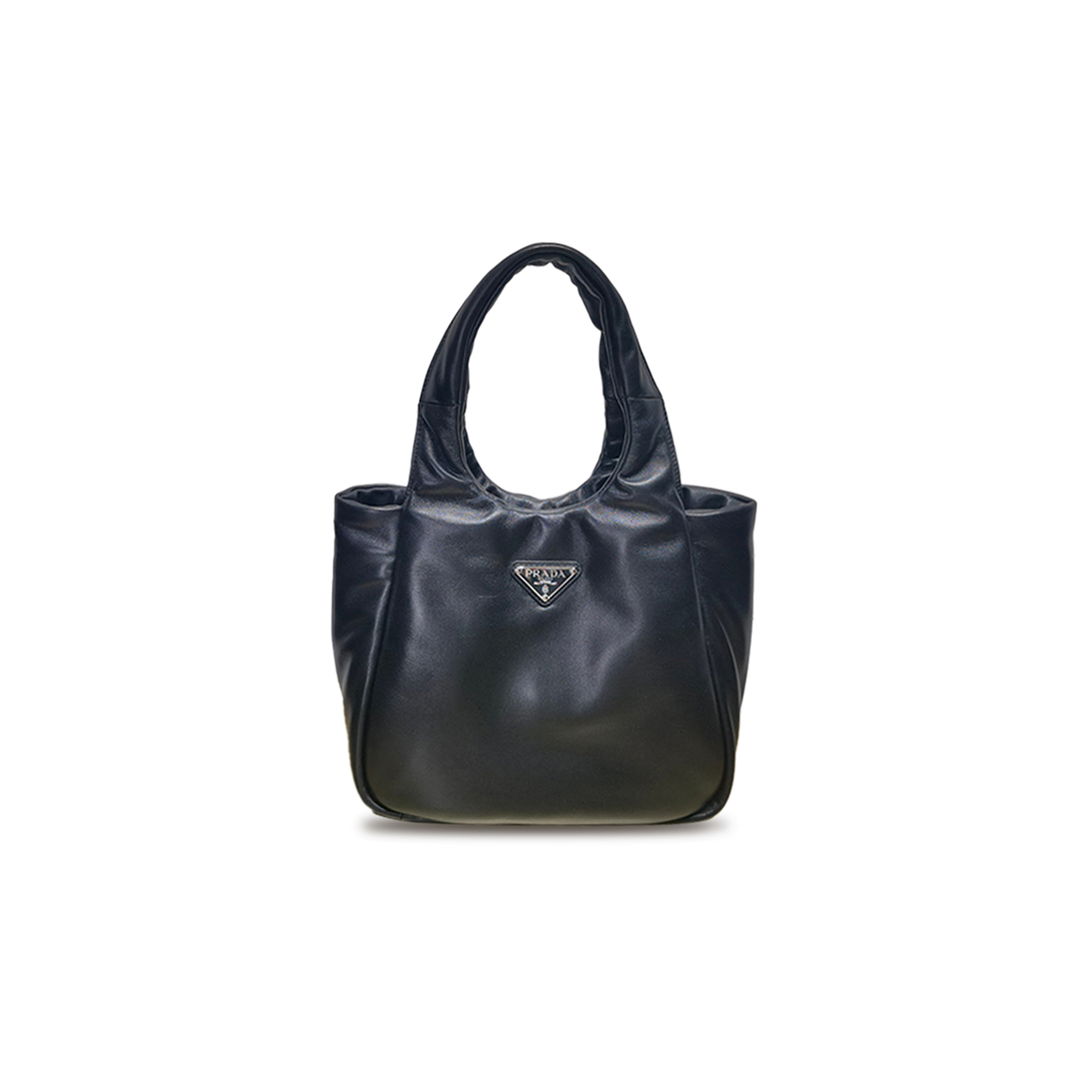 Pra*a nappa padded large double handle shoulder bag black 1bg413 (30*26*17cm)